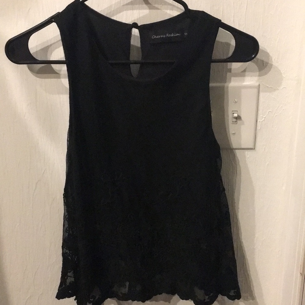 Black tank with overlay design